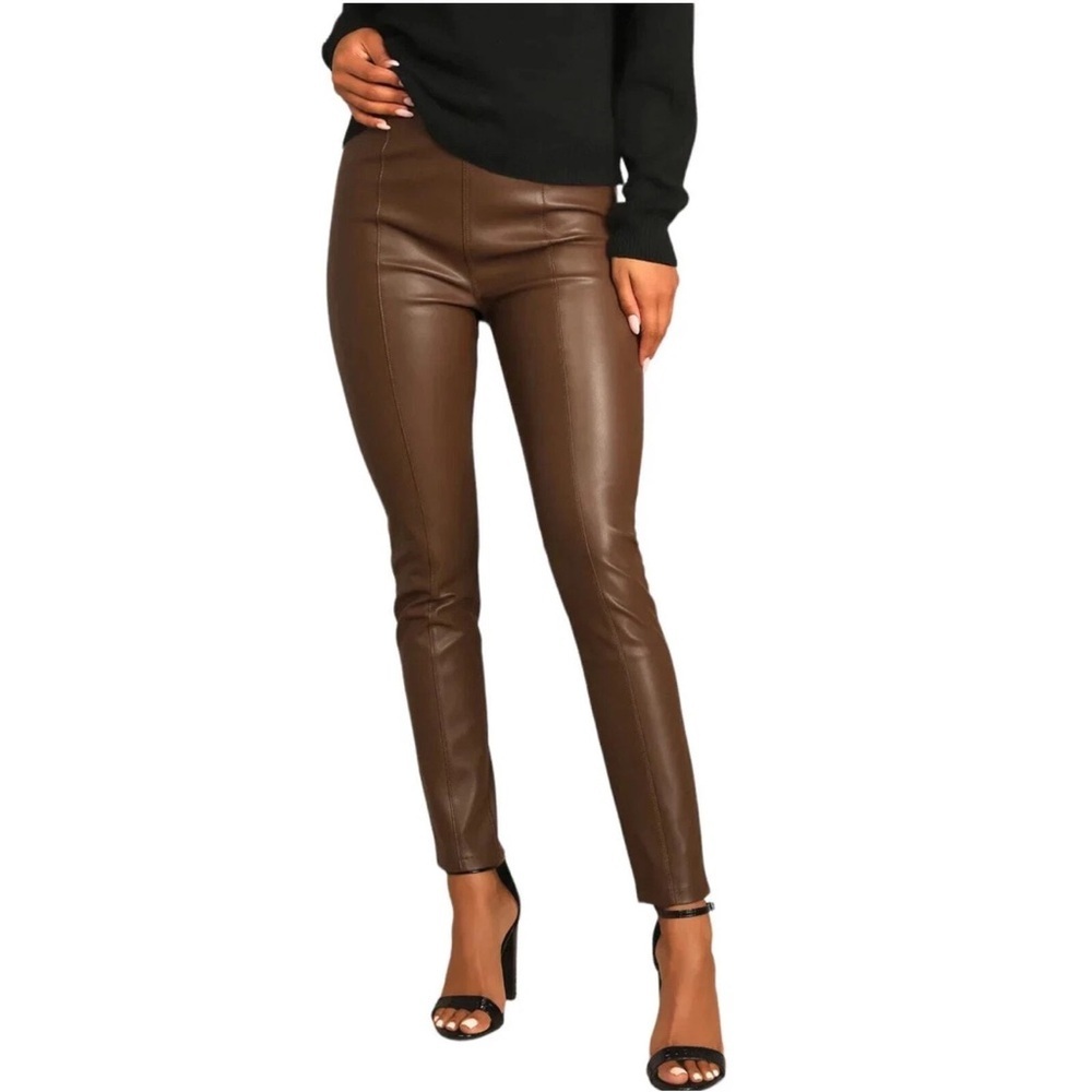 Free People Brown Metallic Faux Leather Leggings. 29 Spitfire Skinny
